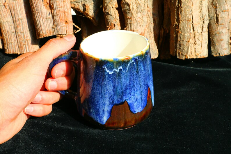 Ceramic Coffee Mug Handmade, Quiet Blue Personalized Pottery Mug