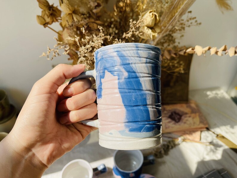 Ceramic Coffee Mug Handmade, Texture Of Marble Personalized Pottery Mug