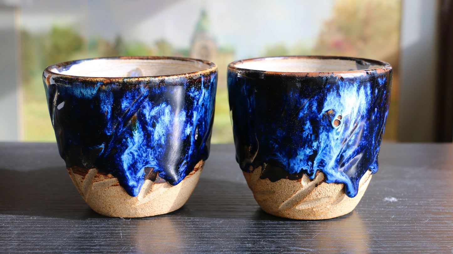 Ceramic Coffee Mug Handmade, Personalized Mysterious Blue Pottery Mug