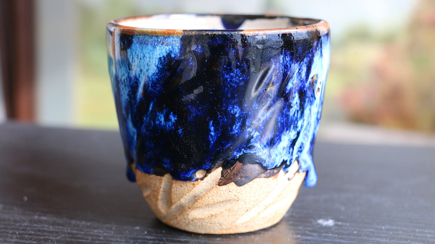 Ceramic Coffee Mug Handmade, Personalized Mysterious Blue Pottery Mug