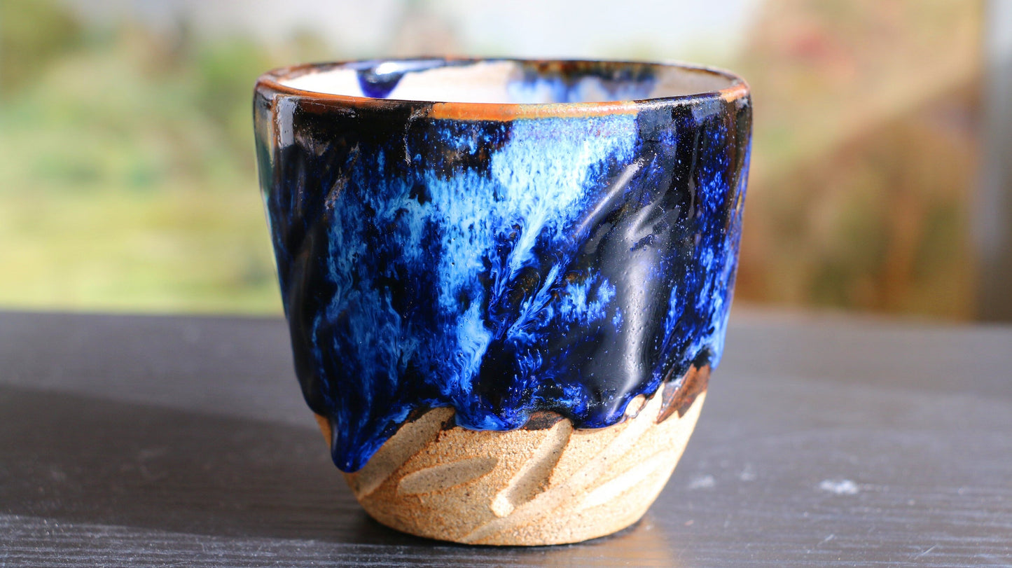 Ceramic Coffee Mug Handmade, Personalized Mysterious Blue Pottery Mug