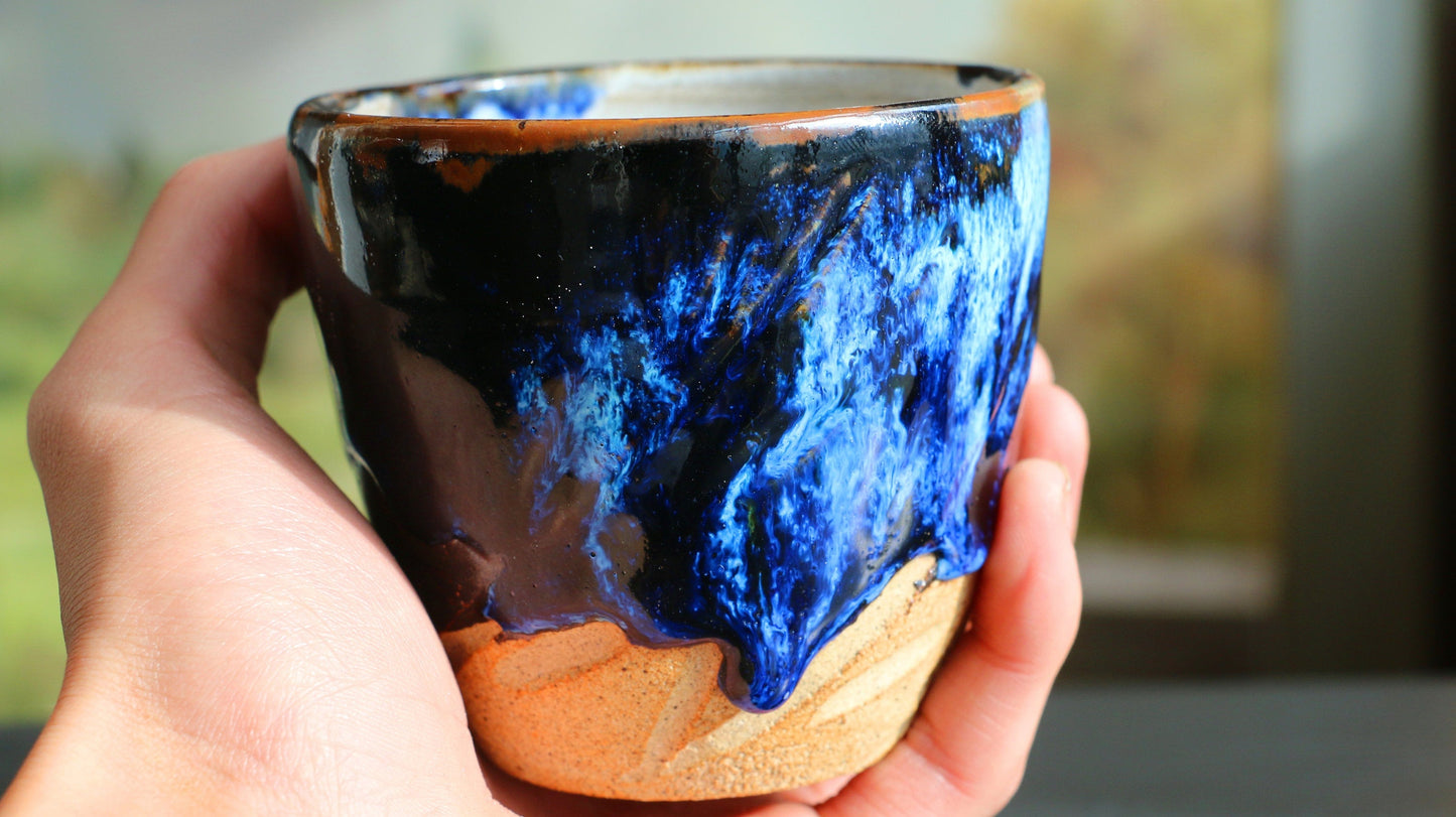 Ceramic Coffee Mug Handmade, Personalized Mysterious Blue Pottery Mug