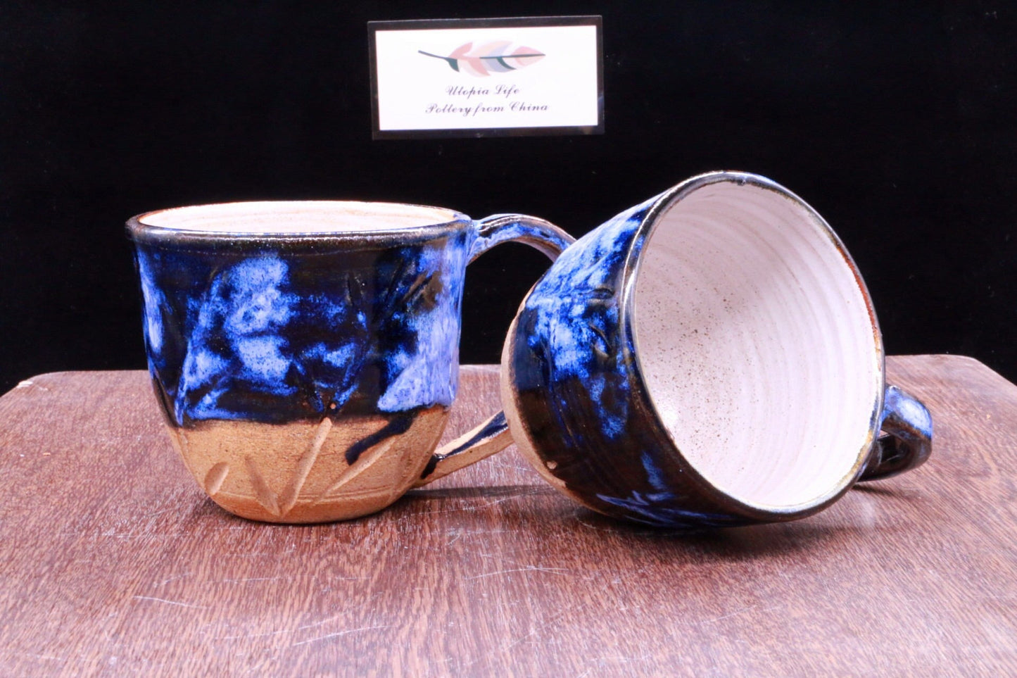 Ceramic Coffee Mug Handmade, Personalized Mysterious Blue Pottery Mug