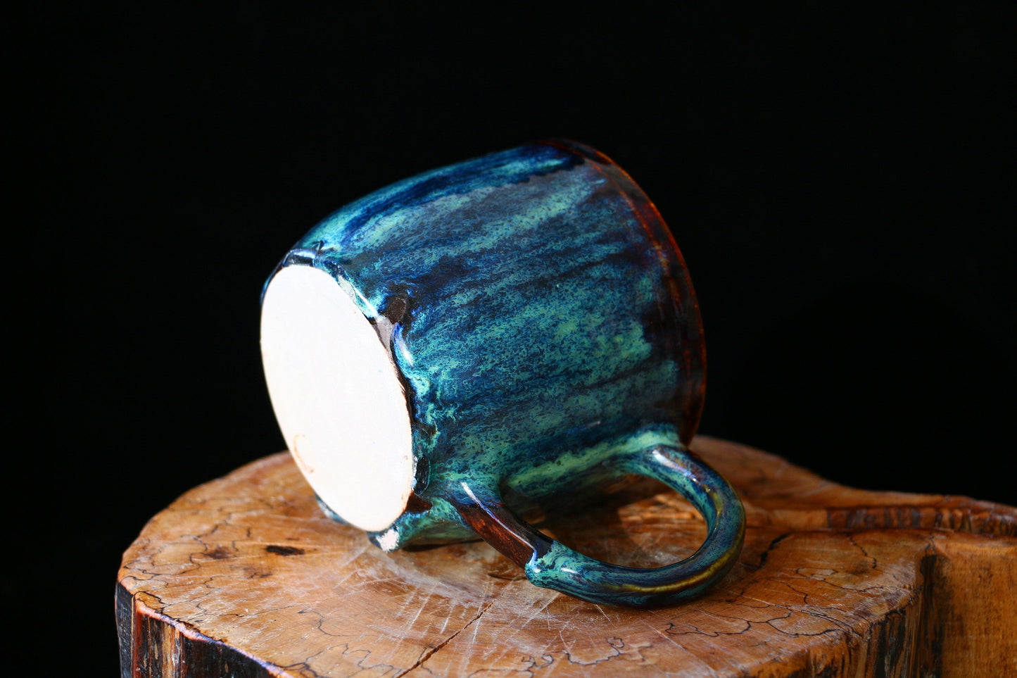Handmade Psychedelic Green Ceramic Mugs For Coffee Lovers, Personalized Pottery Mug