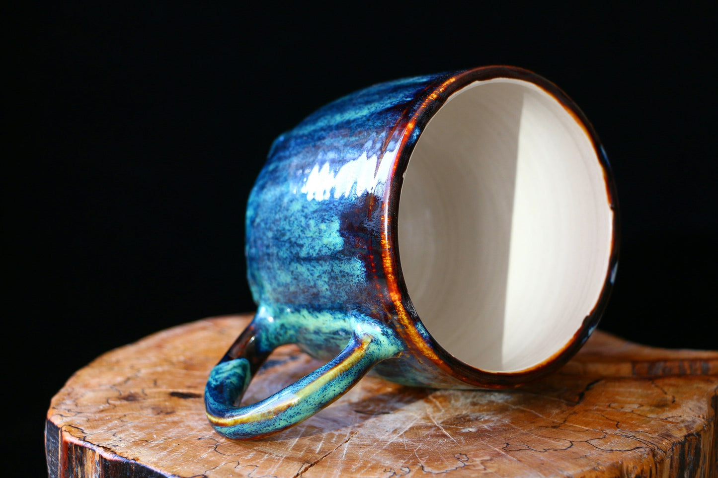 Handmade Psychedelic Green Ceramic Mugs For Coffee Lovers, Personalized Pottery Mug