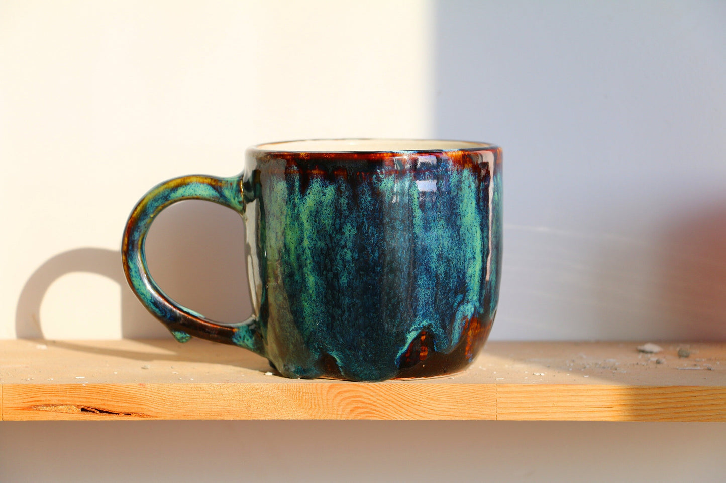 Handmade Psychedelic Green Ceramic Mugs For Coffee Lovers, Personalized Pottery Mug