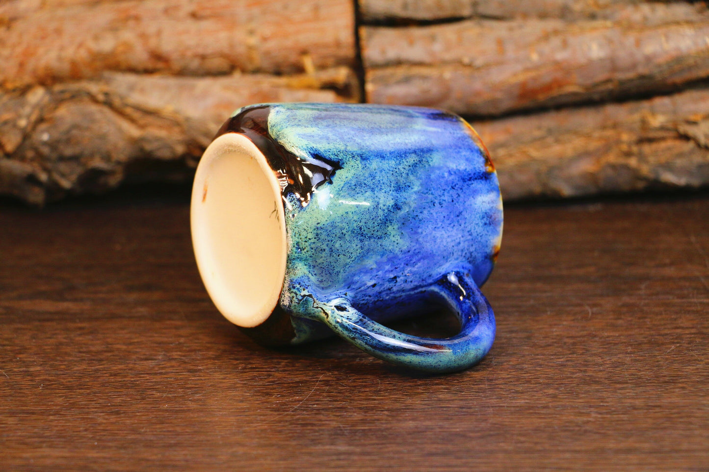 Ceramic Coffee Mug Handmade,Green And Blue Personalized Pottery Mug