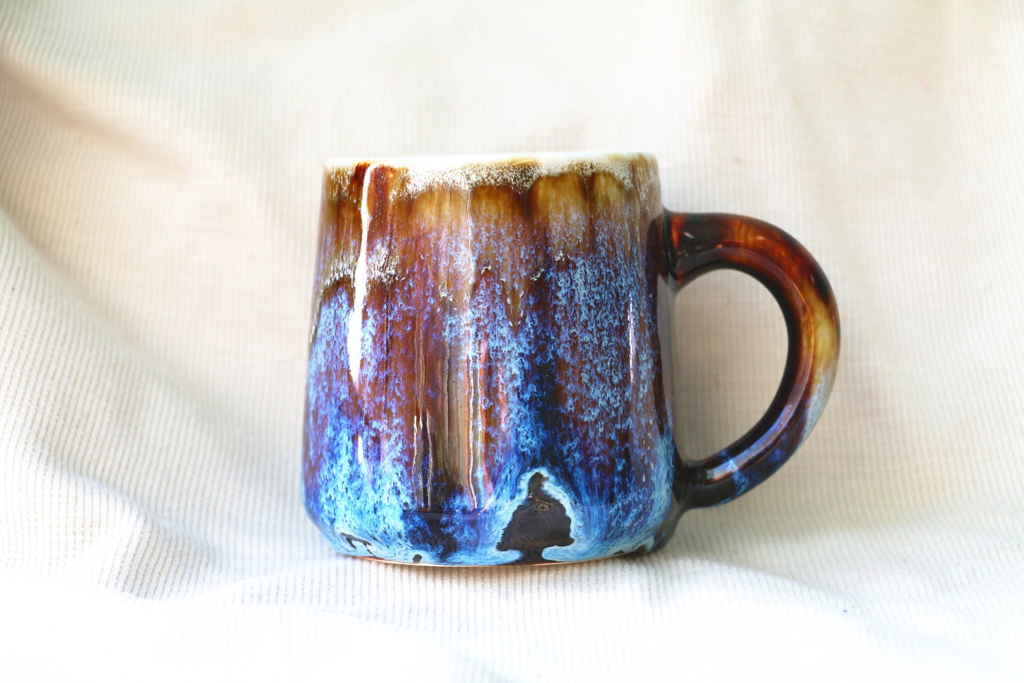 Blue Ceramic Coffee mug, Violet Pottery mug, Coffee Lover Gift