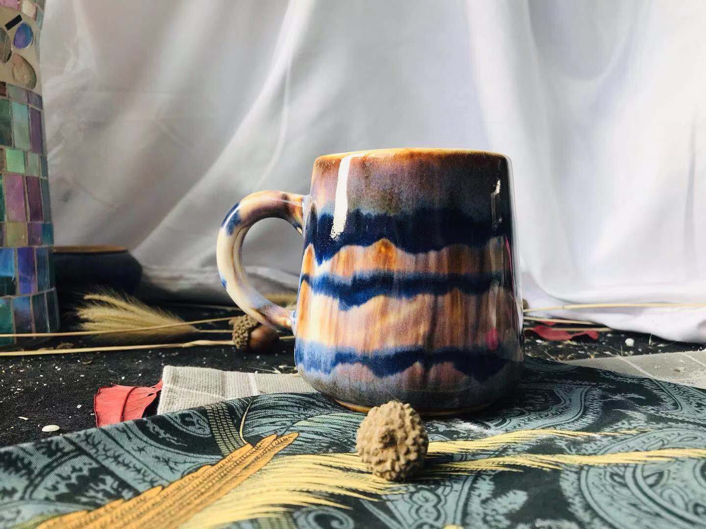 Ceramic Coffee Mug Handmade, Rainbow Personalized Pottery Mug