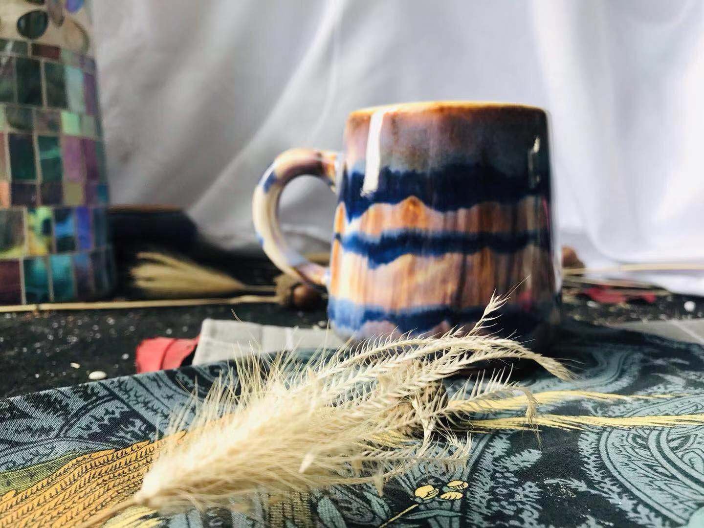 Ceramic Coffee Mug Handmade, Rainbow Personalized Pottery Mug