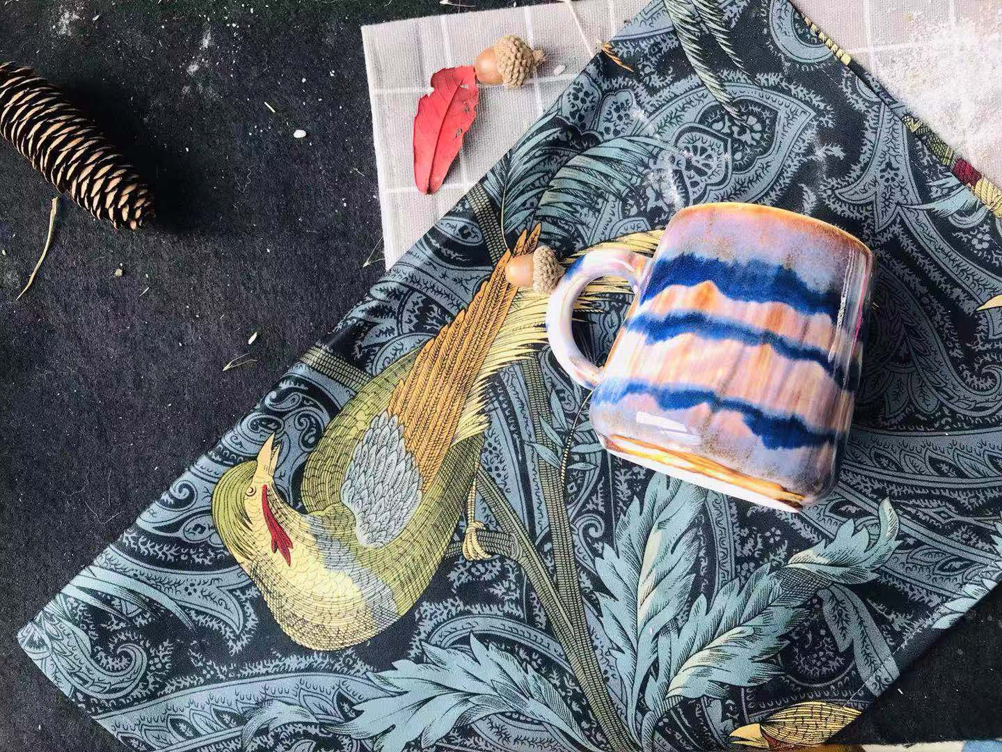 Ceramic Coffee Mug Handmade, Rainbow Personalized Pottery Mug