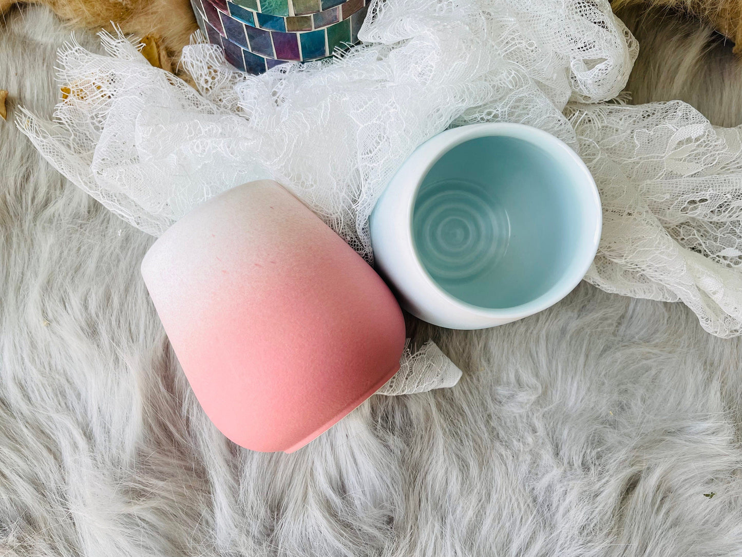 Pink And Blue Minimalist Mugs For Coffee Lovers, Personalized Simple & Elegant Coffee Mug