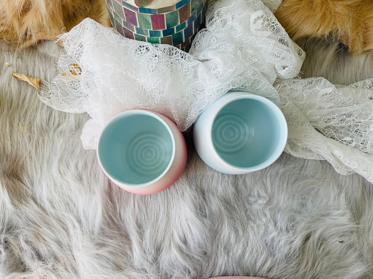 Pink And Blue Minimalist Mugs For Coffee Lovers, Personalized Simple & Elegant Coffee Mug