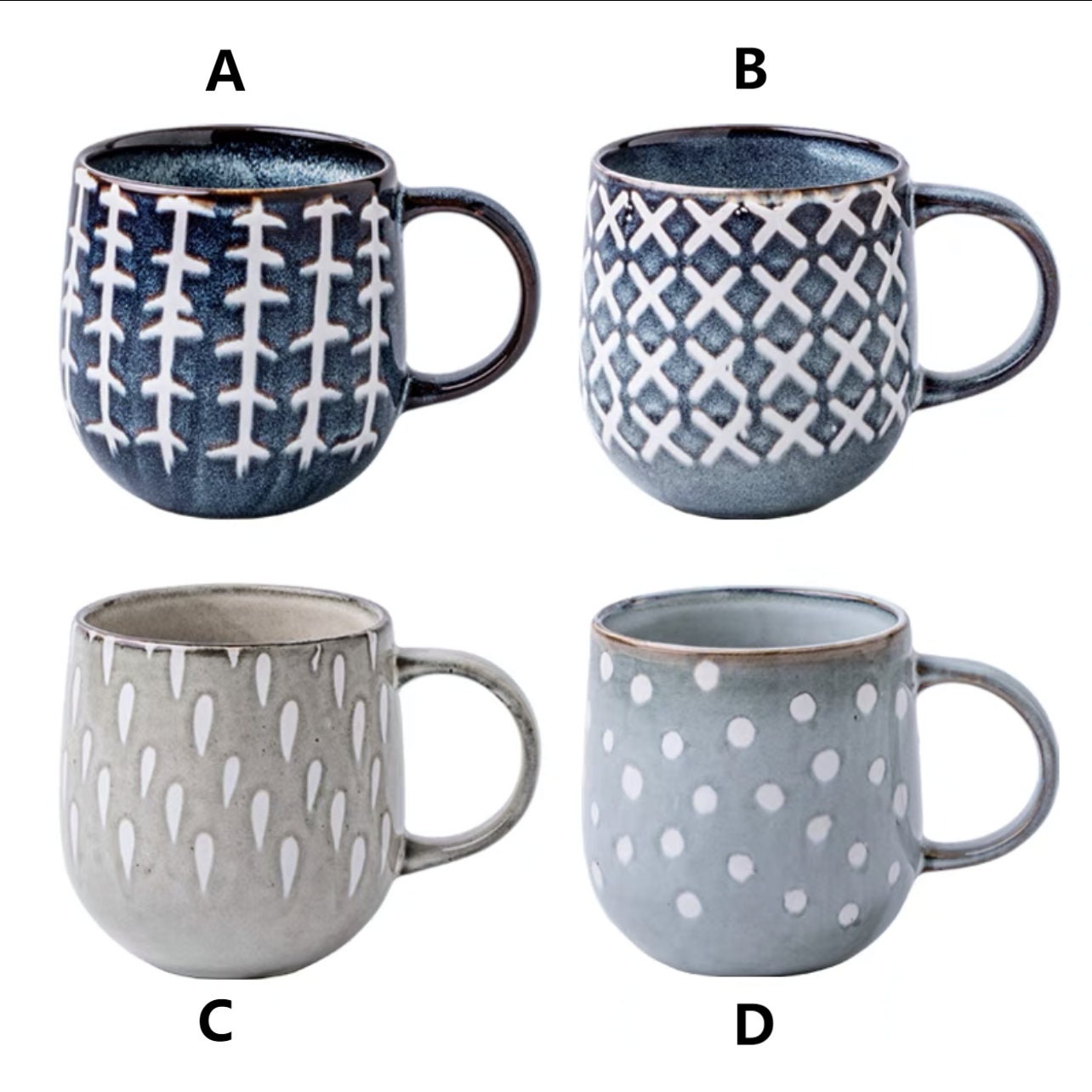 Ceramic Coffee Mug Handmade, Stripe Personalized Pottery Mug