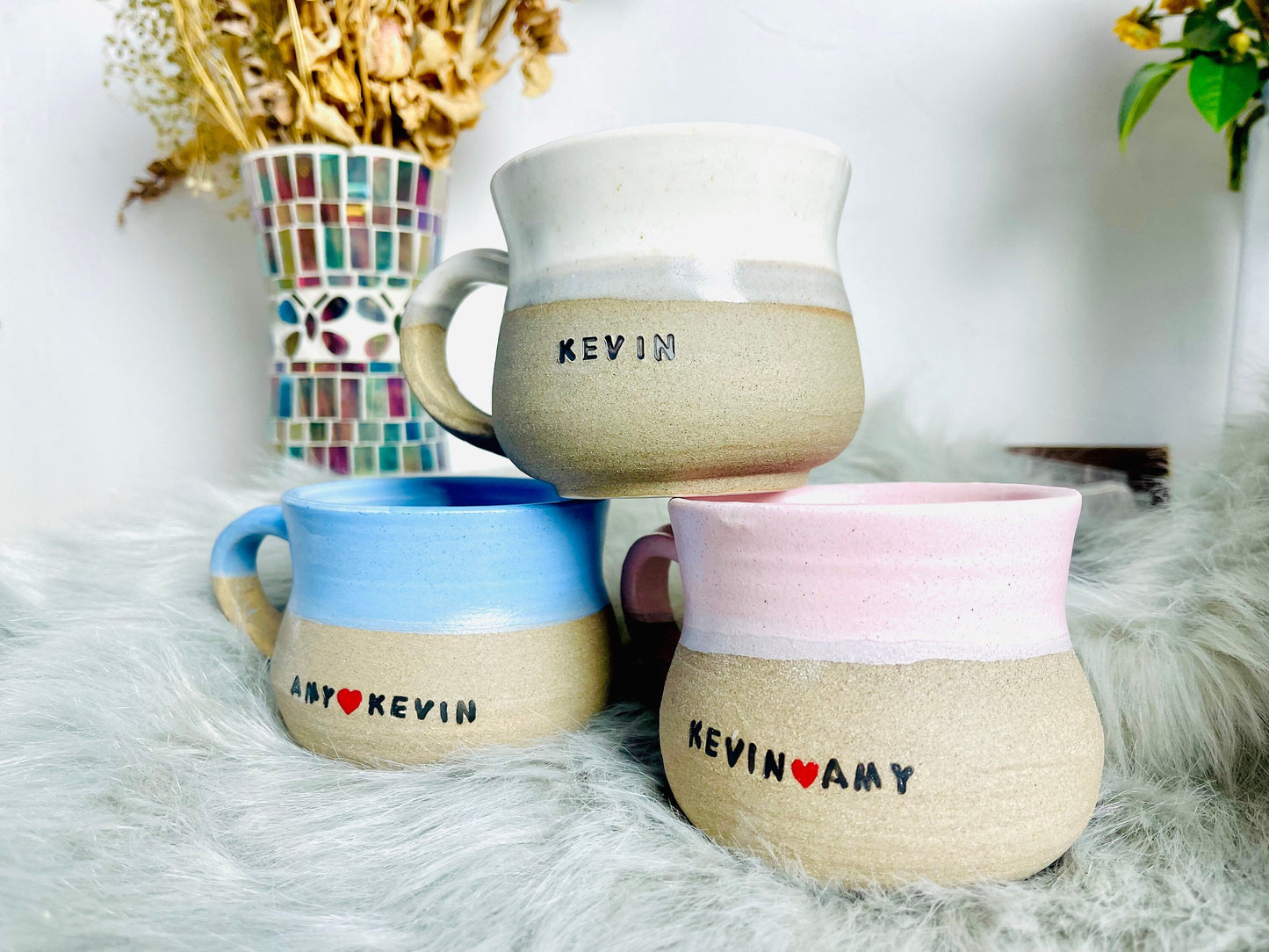 Handmade Ceramic Coffee Mug With Name, Personalized Pottery Mug