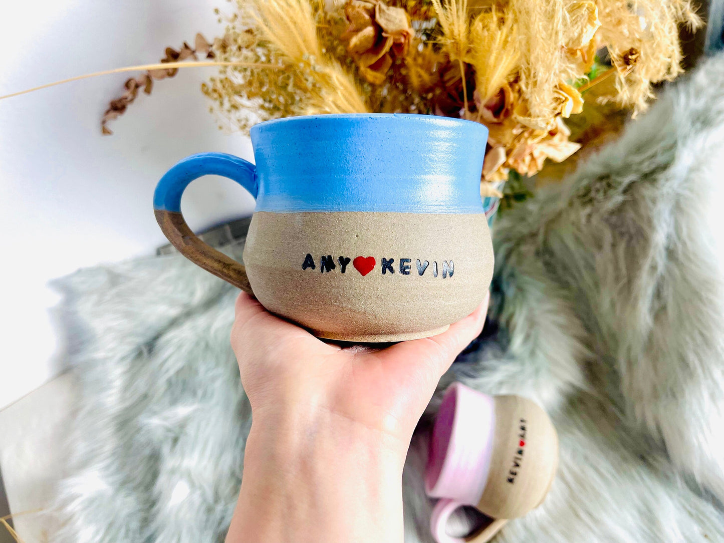 Handmade Ceramic Coffee Mug With Name, Personalized Pottery Mug