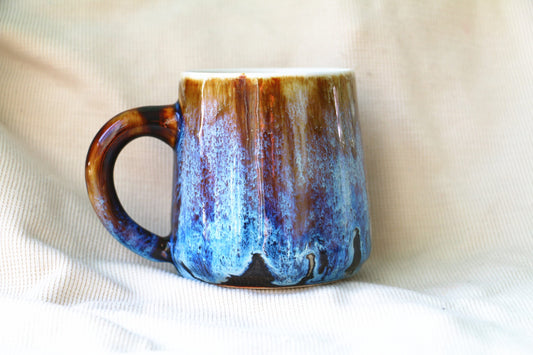 Blue Ceramic Coffee mug, Violet Pottery mug, Coffee Lover Gift