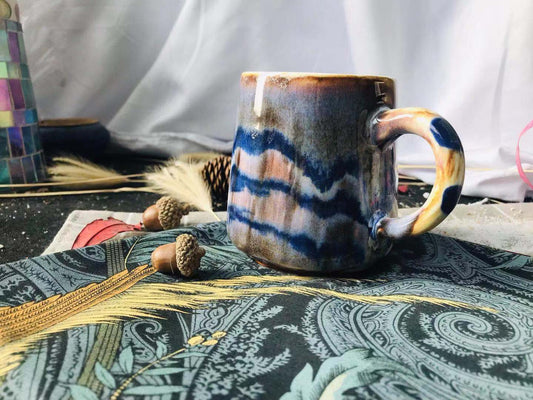 Ceramic Coffee Mug Handmade, Rainbow Personalized Pottery Mug