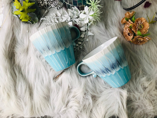 Blue Ceramic Coffee Mug Handmade, 14 Oz Personalized Pottery Mug