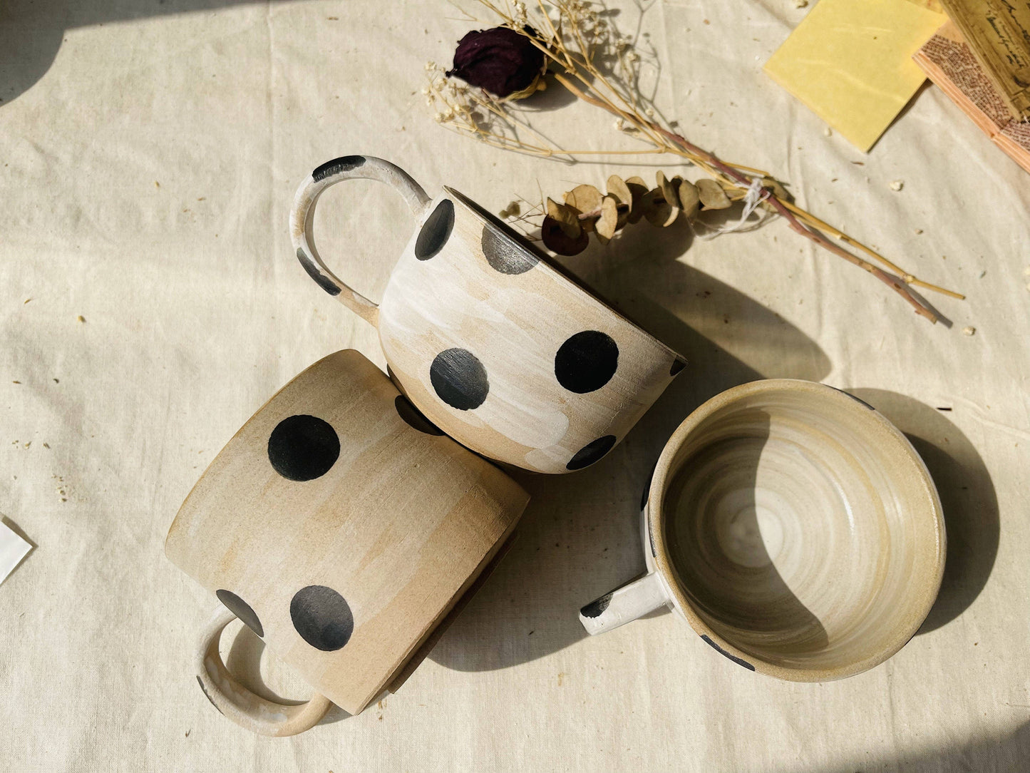 Ceramic Coffee Mug Handmade, Wave Point Personalized Pottery Mug