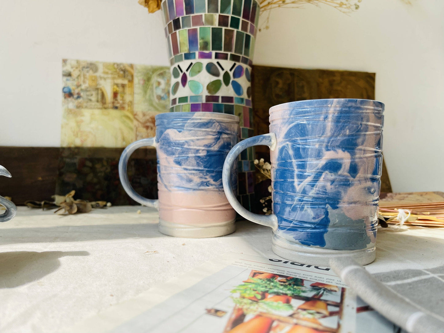 Ceramic Coffee Mug Handmade, Texture Of Marble Personalized Pottery Mug