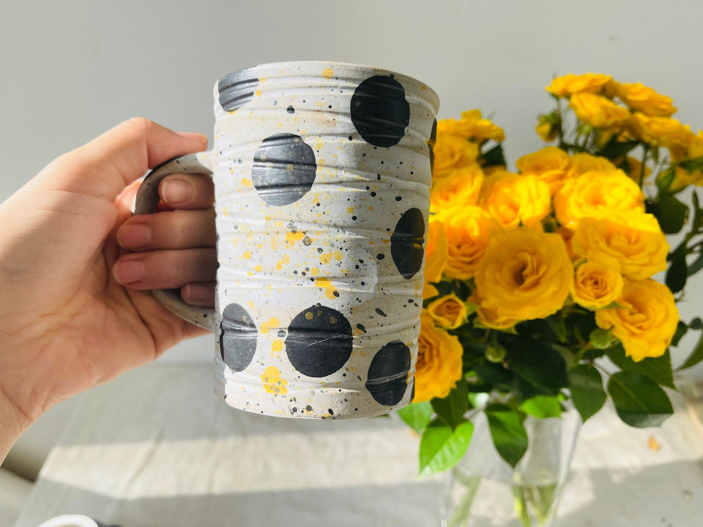 Ceramic Coffee Mug Handmade, Wave Point Personalized Mug