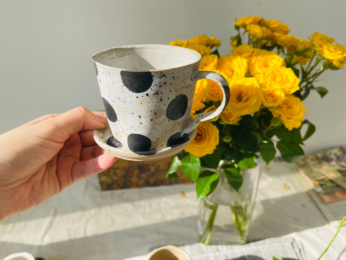 Ceramic Coffee Mug Handmade, Wave Point Personalized Mug