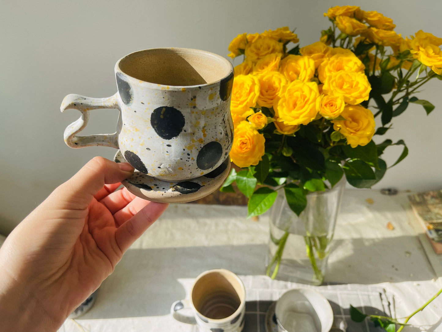 Ceramic Coffee Mug Handmade, Wave Point Personalized Mug